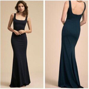 Katie May Women's Size 6 Lucy Sleeveless Maxi Dress Navy Blue Square Neck Fitted